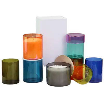 8oz To 14oz Luxury Unique Iridescent Empty Containers Glass Candle Jars With Lid