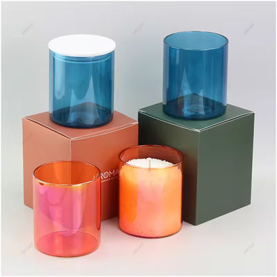 8oz To 14oz Luxury Unique Iridescent Empty Containers Glass Candle Jars With Lid
