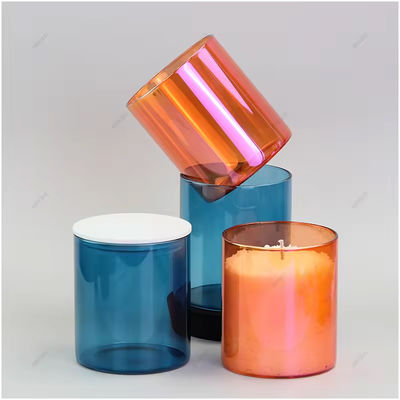 8oz To 14oz Luxury Unique Iridescent Empty Containers Glass Candle Jars With Lid