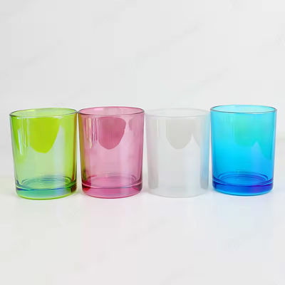 Shiny 8oz 10oz Envases Para Velas Empty Glass Colorful Iridescent Candle Jar Candles Rainbow Candle