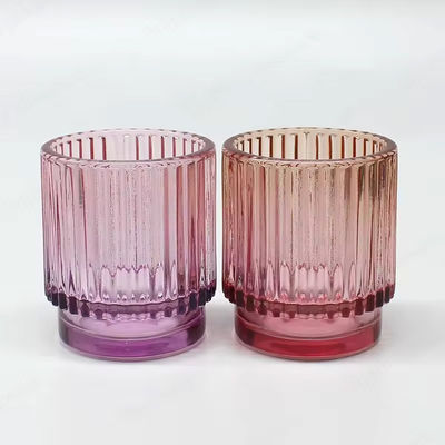 Unique Design Candle Holder Vertical Striped Home Decoration Candle Container Amber Blue Pink