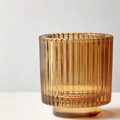 Unique Design Candle Holder Vertical Striped Home Decoration Candle Container Amber Blue Pink