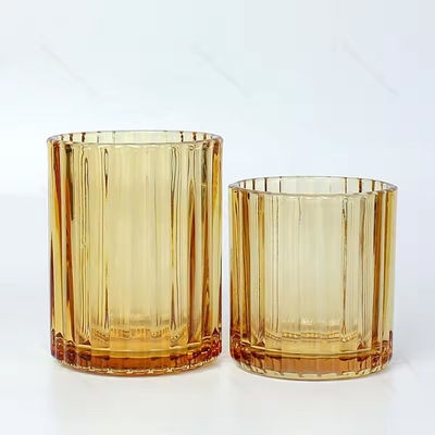 Unique Design Candle Holder Vertical Striped Home Decoration Candle Container Amber Blue Pink