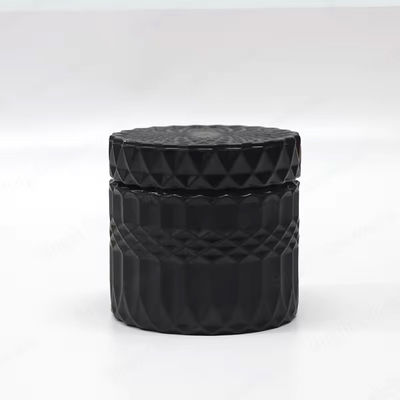 Transperant Glass Jar Candle Vessel Luxury Embossed Candle Jar With Lid
