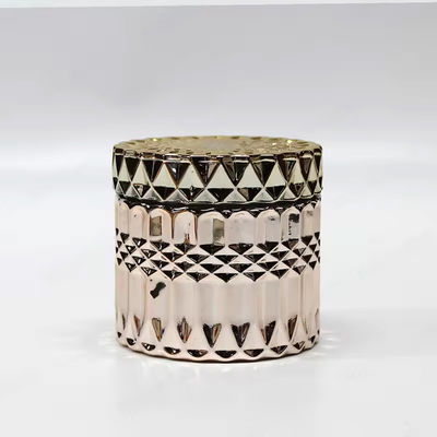 Transperant Glass Jar Candle Vessel Luxury Embossed Candle Jar With Lid