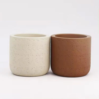 Custom Logo Amber Grey Cement Candle Jars Concrete Candle Containers With Rough Surface 7oz