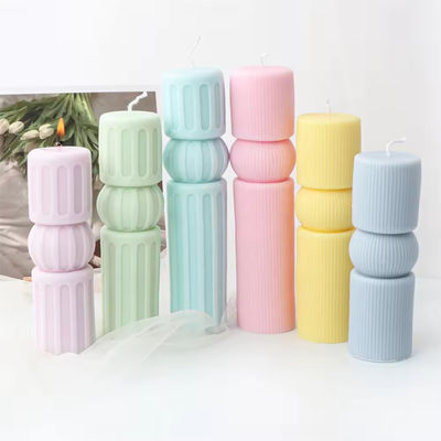 Large Tall Pillar Decorative Candle Mold Roman Aesthetic Striped Cylindrical Silicone Mould DIY