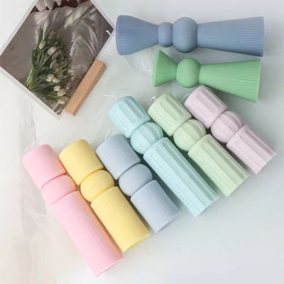 Large Tall Pillar Decorative Candle Mold Roman Aesthetic Striped Cylindrical Silicone Mould DIY