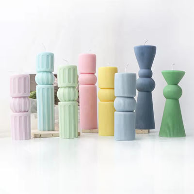 Large Tall Pillar Decorative Candle Mold Roman Aesthetic Striped Cylindrical Silicone Mould DIY