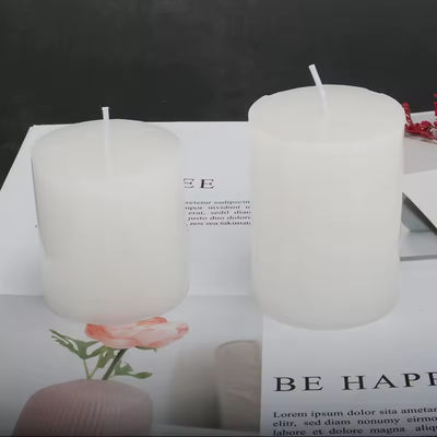 Paraffin Wax Unscented Flat Topped White And Ivory White Pillar Candle