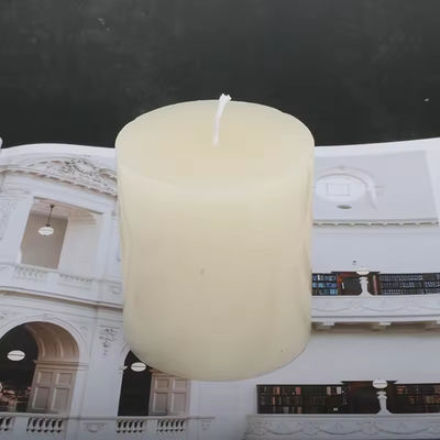 Paraffin Wax Unscented Flat Topped White And Ivory White Pillar Candle