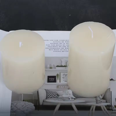 Paraffin Wax Unscented Flat Topped White And Ivory White Pillar Candle