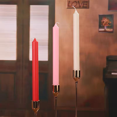 4 Pack Tall Taper Unscented Pillar Candle Sticks 5 Colors Soy Wax