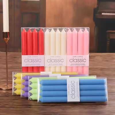 4 Pack Tall Taper Unscented Pillar Candle Sticks 5 Colors Soy Wax