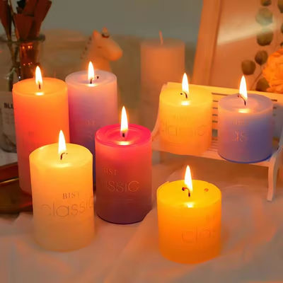 Colorful Pillar Candle Cylindrical Party Events Decorative Art Pillar Smokeless Candle