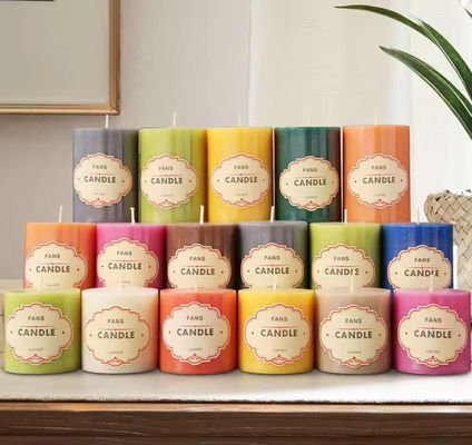 OEM Colored Candle Customized Handmade Scented Pillar Candles
