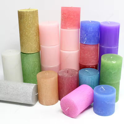 White Pink Purple Pillar Candle Custom Size Paraffin Candles Smokeless And Eco Friendly