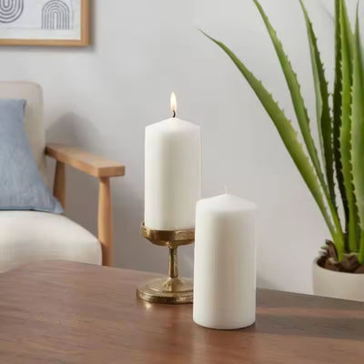 Wedding Birthday White Pillar Candles Unscented Smokeless Paraffin Wax