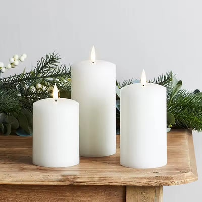 Wedding Birthday White Pillar Candles Unscented Smokeless Paraffin Wax