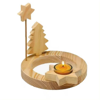 Home Decoration Candle Holder Candle Stick Christmas Natural Wooden Xmas Tree