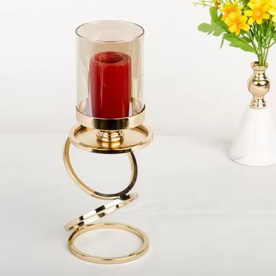 European Creative Candle Holder Three Ring Metal Wrought Iron Gold Holder