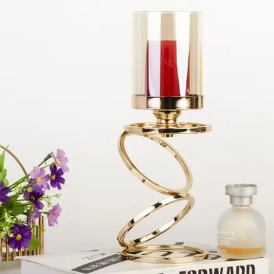 European Creative Candle Holder Three Ring Metal Wrought Iron Gold Holder