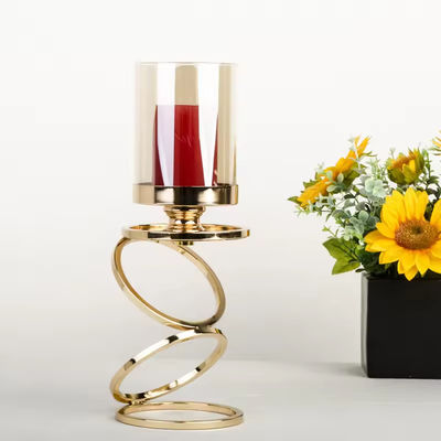 European Creative Candle Holder Three Ring Metal Wrought Iron Gold Holder