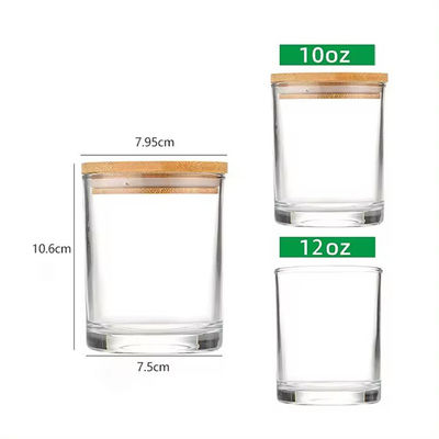 12oz 10oz Custom Candle Vessels Luxury Empty Glass For Candle Making With Wooden Lid