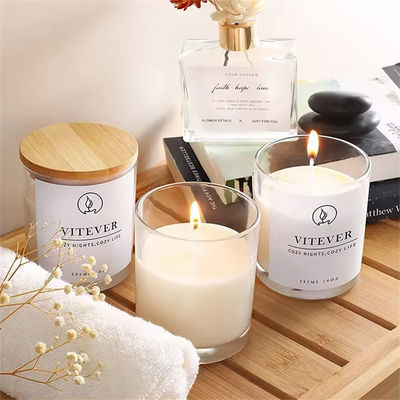 12oz 10oz Custom Candle Vessels Luxury Empty Glass For Candle Making With Wooden Lid