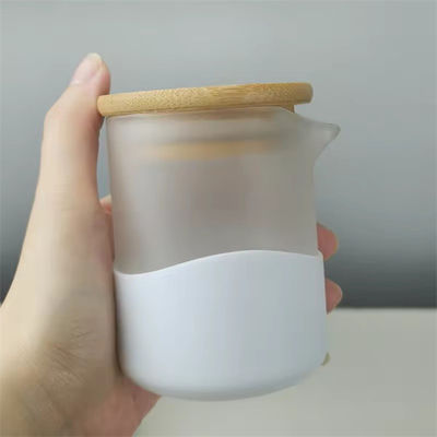 6oz Hand Blown Borosilicate Glass Clear Candle Container With Lid Massage Double Walled