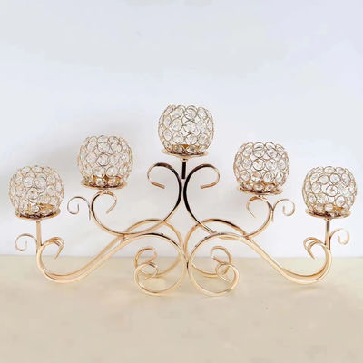 Metal Crystal Candle Holder Christmas 5 Arms Europeans Candelabra