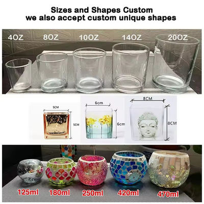 4oz 8oz 10oz 14oz 20oz Simple Black And White Transparent Glass Containers
