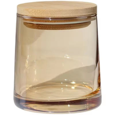 Glass Candle Jar Empty Cup Candle Holder With Wooden Lid Votive Container Bedroom Decoration