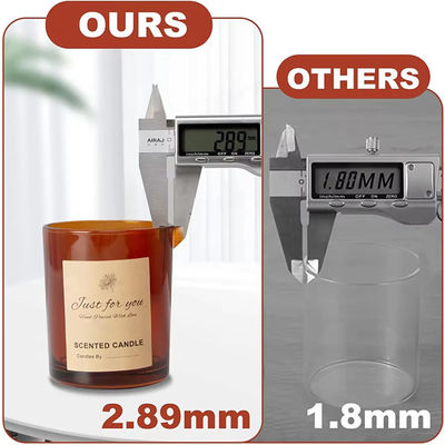 6oz Amber Candle Jars With Bamboo Wooden Lids And Sticky Labels Empty Glass For Making Candles