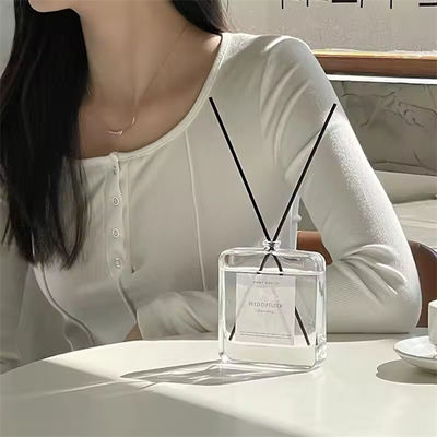 Custom Private Natural Stick Transparent Glass Bottle Luxury Reed Diffuser With Gift Box