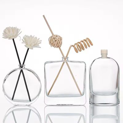 Empty 100ml Luxury Round Square Clear Glass Reed Diffuser Bottle