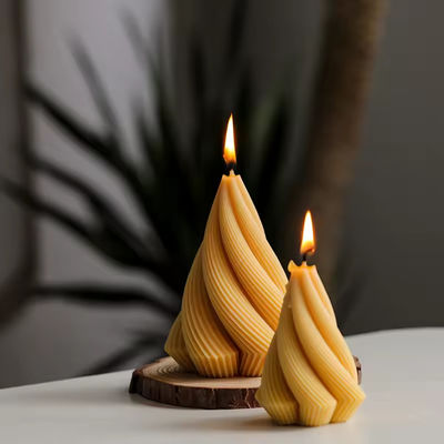Unique Aesthetic Ribbed Swivel Home Decor Spiral Dinner Wax Silicone Candle Mould