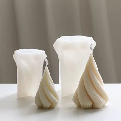 Unique Aesthetic Ribbed Swivel Home Decor Spiral Dinner Wax Silicone Candle Mould