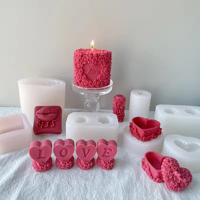 3D Silicone Valentine Flower Rose Pillar Candle Mold For DIY Candle Making
