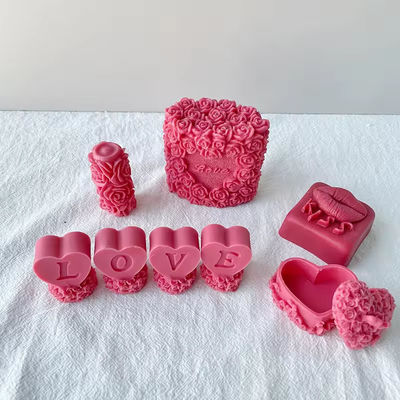 3D Silicone Valentine Flower Rose Pillar Candle Mold For DIY Candle Making