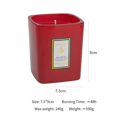 Private Label Square Glass Jar Scented Candle Handmade with 48 Hours Burning Time