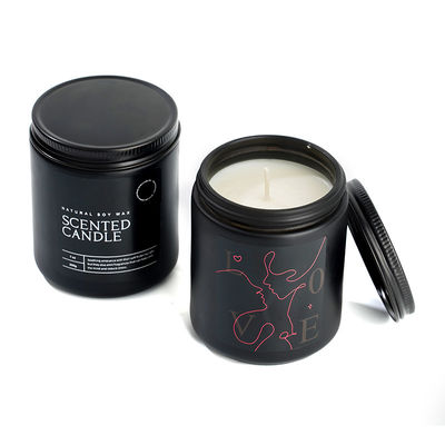 Custom Private Label Glass Jar Scented Candle Luxury Aromatherapy Spiritual Healing Matte Black Soy Wax
