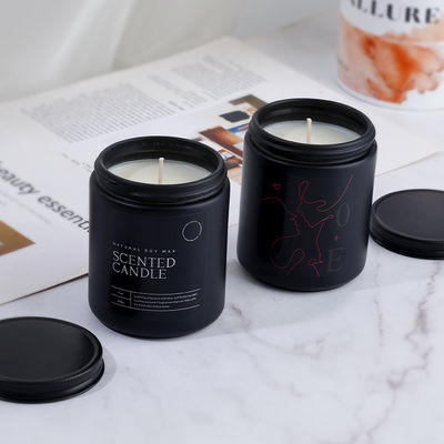 Custom Private Label Glass Jar Scented Candle Luxury Aromatherapy Spiritual Healing Matte Black Soy Wax
