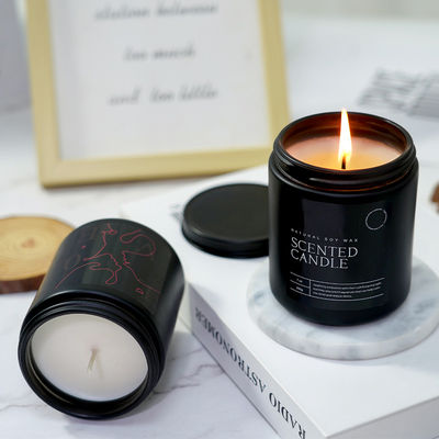 Custom Private Label Glass Jar Scented Candle Luxury Aromatherapy Spiritual Healing Matte Black Soy Wax
