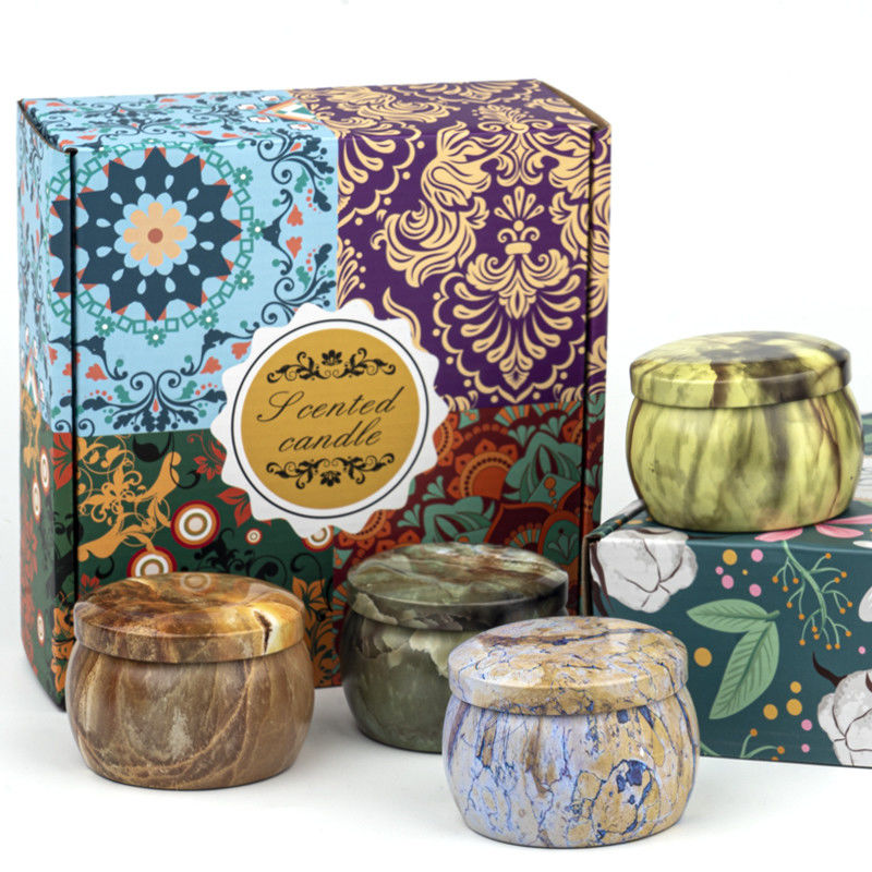 Natural Home Fragrance Soy Jar Candles Multi Colors Tin Scented Candle 4.4oz Candle Set