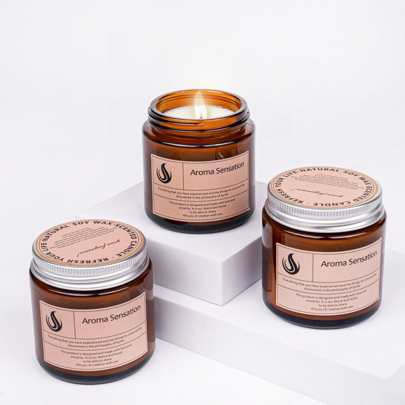 Home Decoration Aromatherapy Scented Soy Candles In Customized Jars With Lids