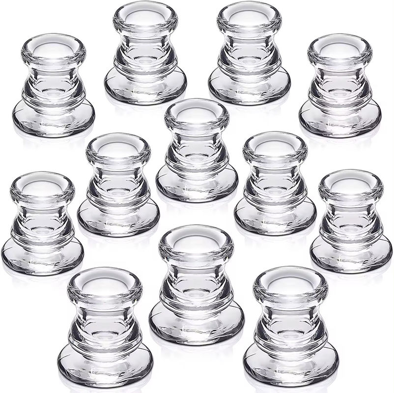 Clear Glass Candlestick Holders 4 Taper For Wedding Decoration And Dinning