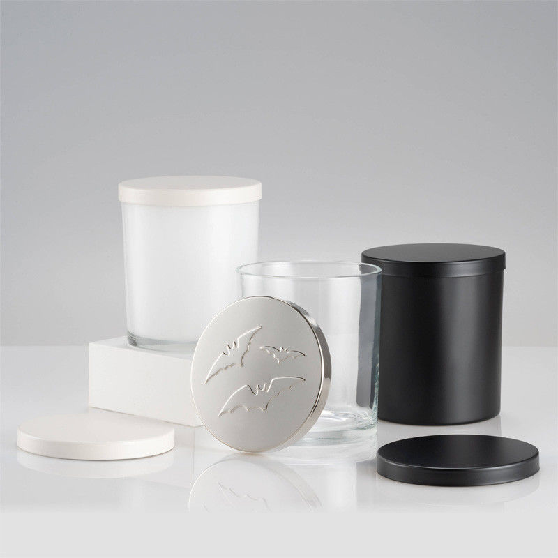 14oz Clear White Candle Jar With Metal Lid Iron Cylinder Type For Candle Making Home Decorating