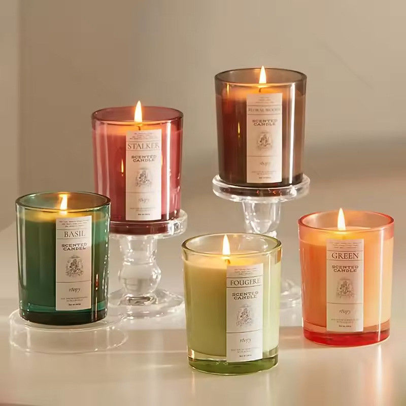 Shiny 8oz 10oz Envases Para Velas Empty Glass Colorful Iridescent Candle Jar Candles Rainbow Candle
