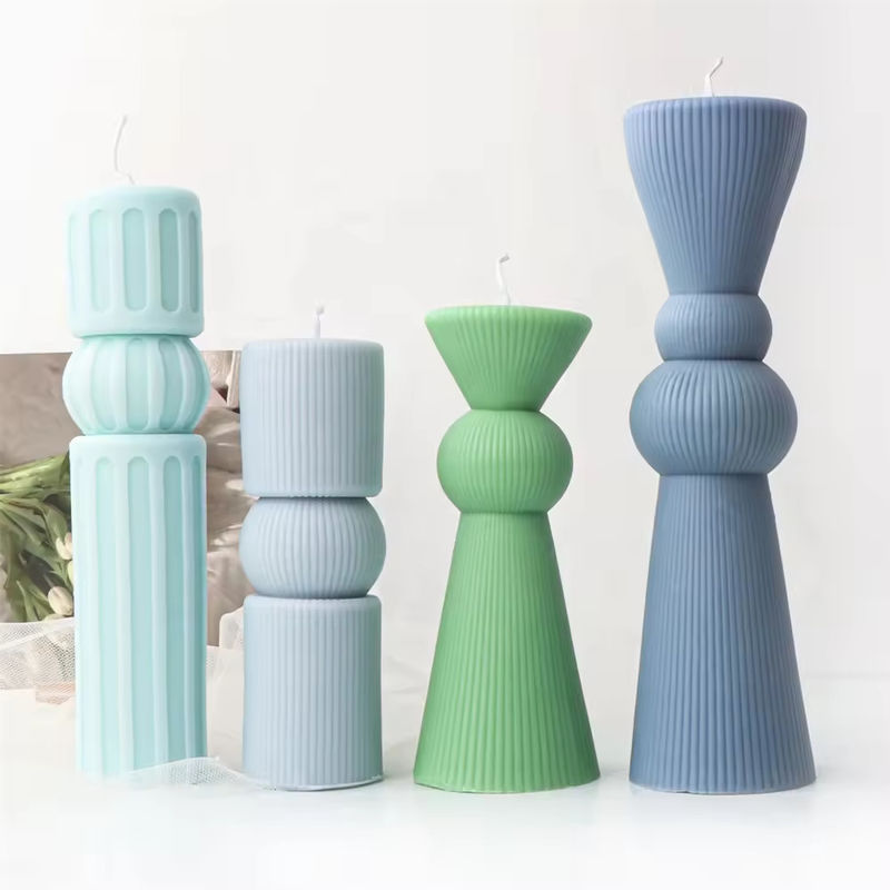 Large Tall Pillar Decorative Candle Mold Roman Aesthetic Striped Cylindrical Silicone Mould DIY